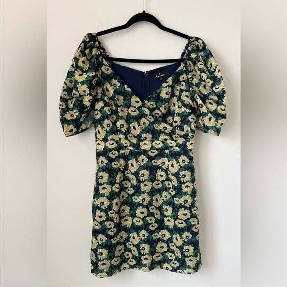 Lulu's Floral Inclusive Sunflower Puff Sleeve Mini Dress - Picture 4 of 12